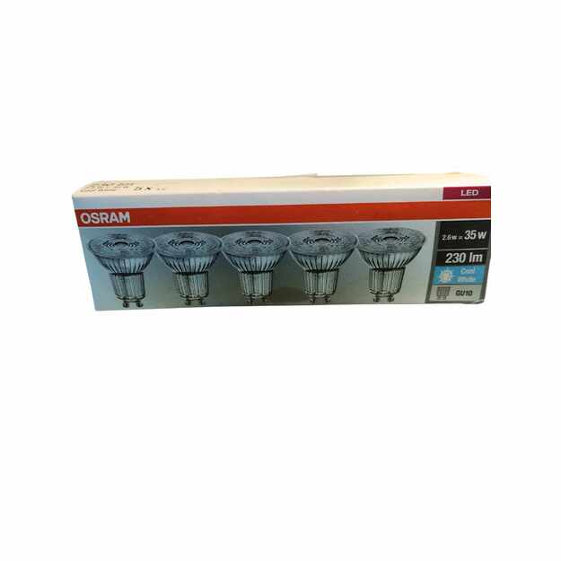 OSRAM LED lemputės GU10 2.6W (35W) 230lm 4000K A++ 5 vnt.