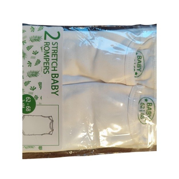 Kūdikių romperių rinkinys, 2 vnt., balti, dydis 62–68 (2–6 mėn.) 1