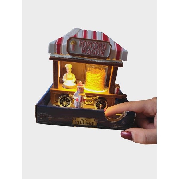 Kalėdinė dekoracija „Popcorn Wagon“ su šviesomis 1