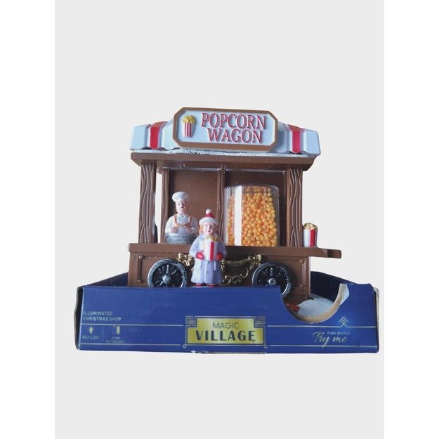 Kalėdinė dekoracija „Popcorn Wagon“ su šviesomis 2