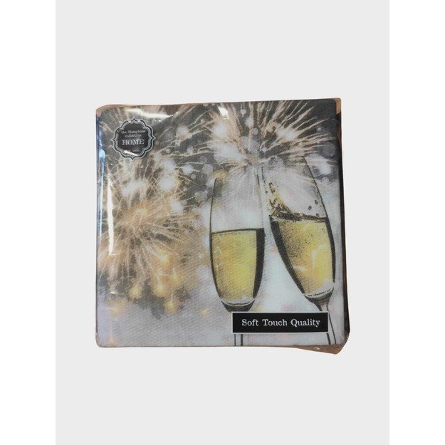  Servetėlės „Šampano taurės ir fejerverkai“, 24x24 cm, 30 vnt