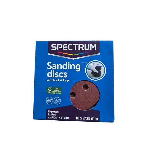 Spectrum šlifavimo diskai Ø125 mm P60/P120/P240 – 10 vnt.
