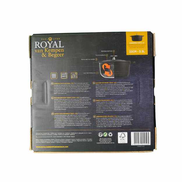  Royal van Kempen & Begeer ketaus troškintuvas su dangčiu, 22 cm, 3.3 l 2