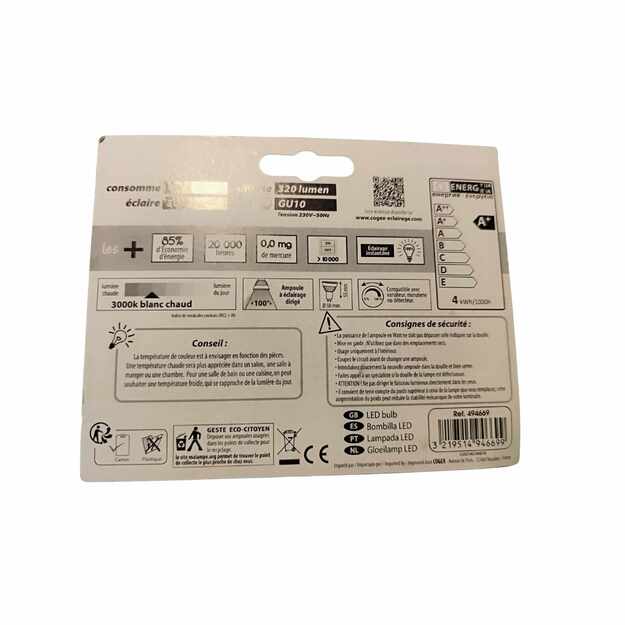 LED lemputė GU10 4W (30W) 320lm šilta balta šviesa 2