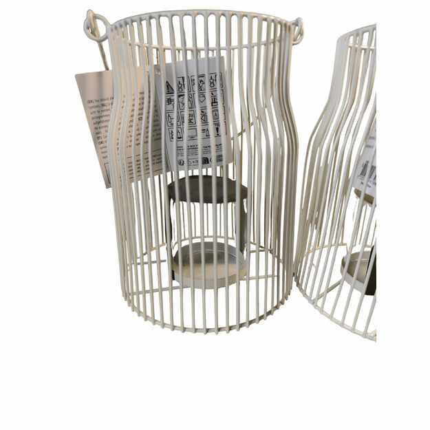 Baltas metalinis žibintas su rankena, 21 cm 1