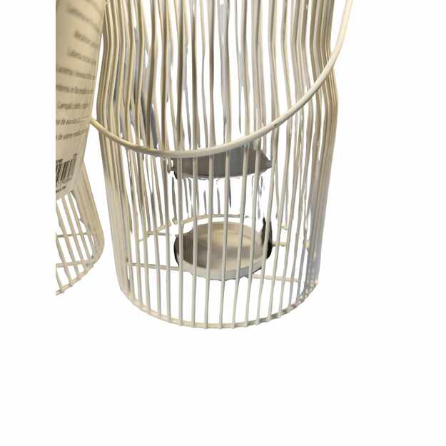 Baltas metalinis žibintas su rankena, 21 cm 3