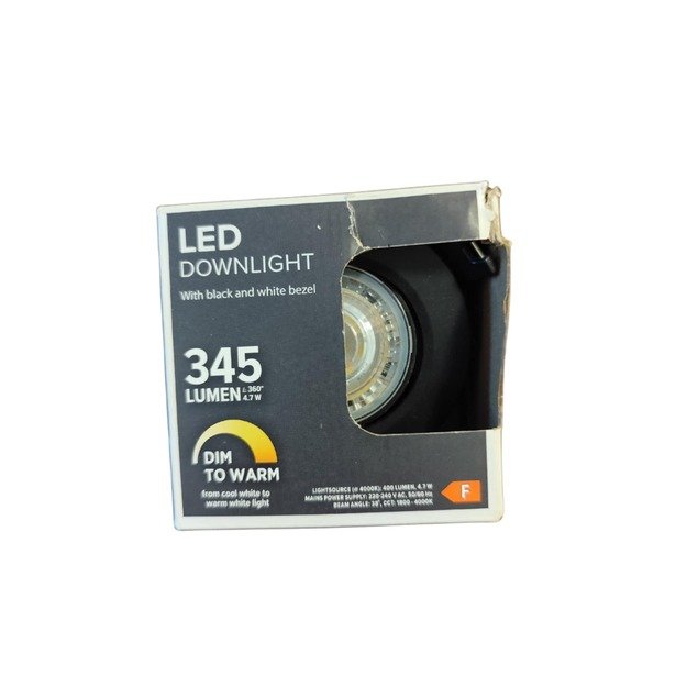 LED įleidžiamas šviestuvas 4,7W „Dim to Warm“, juodas apvadas