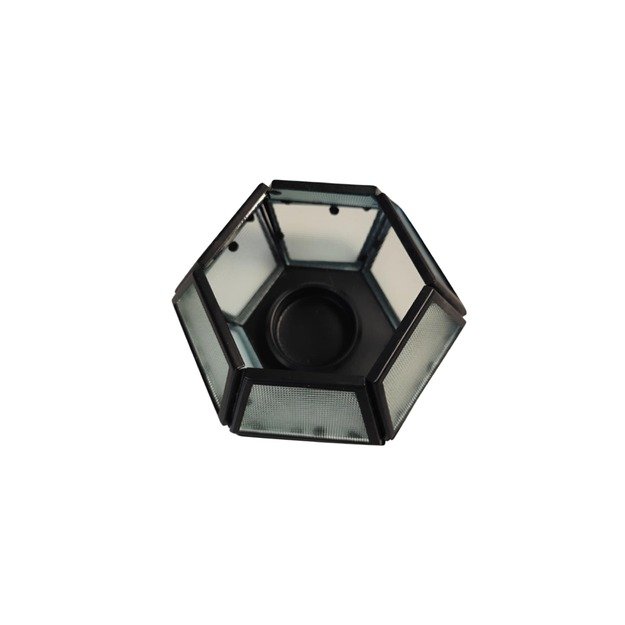 Geometrinė žvakidė su juodu metaliniu rėmu 2