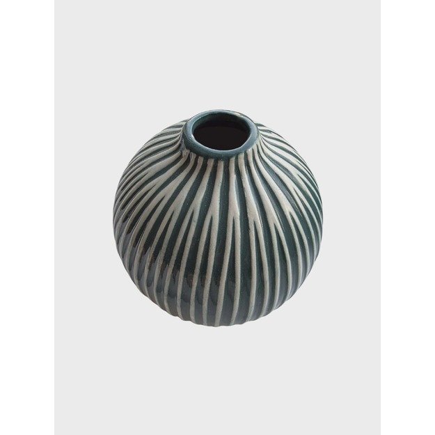 Keraminė dekoratyvinė vaza žalia–balta, apvali 1