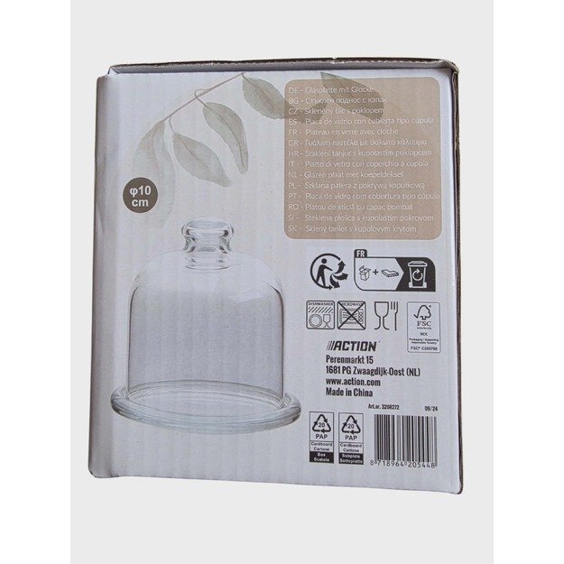 Stiklinė lėkštė su stikliniu gaubtu Ø10 cm 2