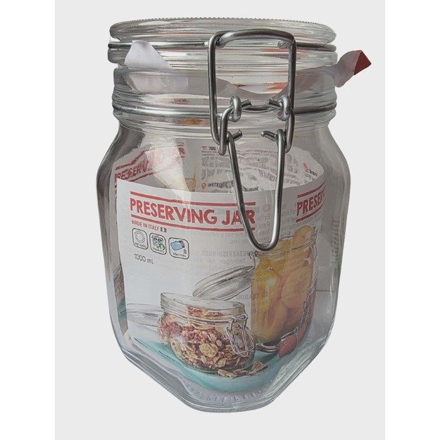 Stiklinis konservavimo stiklainis su užsegamu dangčiu 1000 ml 1
