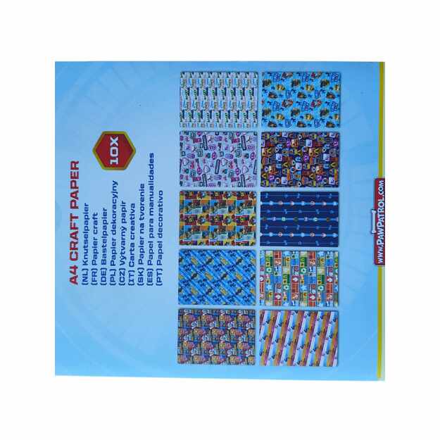 Paw Patrol dekoratyvinis A4 popierius rankdarbiams, 10 lapų rinkinys (150 gsm) 1