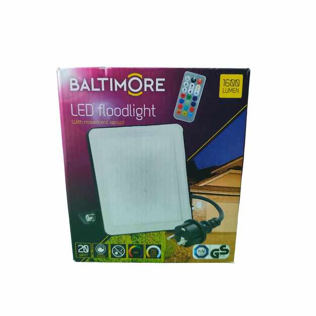 Baltimore LED prožektorius su judesio davikliu ir nuotolinio valdymo pultu, 20W, 1600 lm