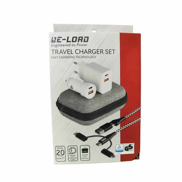 RE-LOAD Travel Charger Set – kelioninis greito įkrovimo rinkinys, 20 W, su dėklu 1