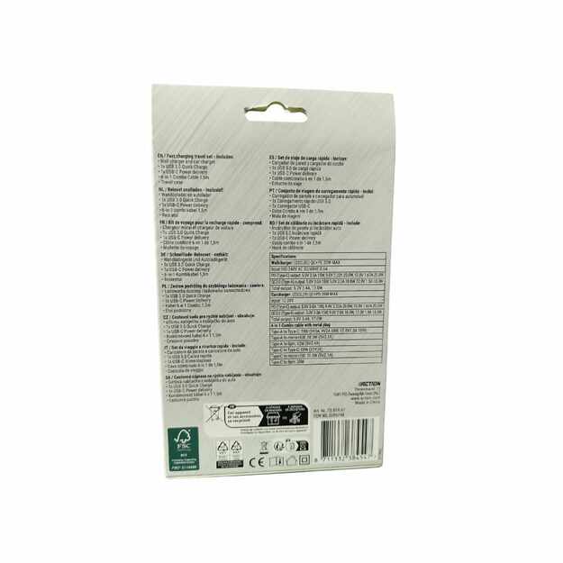 RE-LOAD Travel Charger Set – kelioninis greito įkrovimo rinkinys, 20 W, su dėklu 2