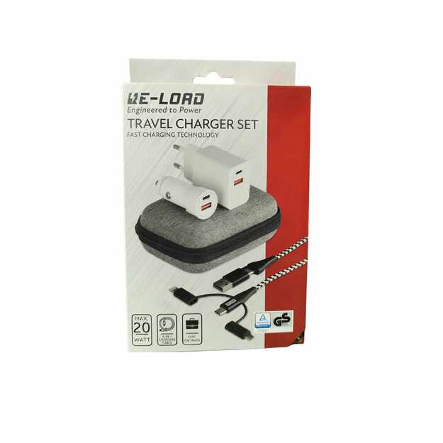 RE-LOAD Travel Charger Set – kelioninis greito įkrovimo rinkinys, 20 W, su dėklu