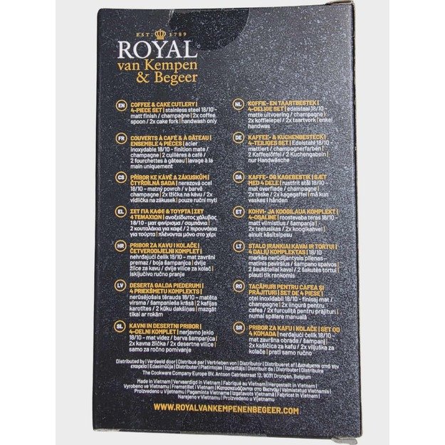 Royal van Kempen & Begeer kavos ir pyrago įrankių rinkinys, 4 vnt., 18/10 nerūdijantis plienas, šampano spalva 1
