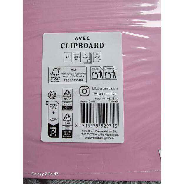 AVEC A5 segtuvas–planšetė su lapais, rožinis 1