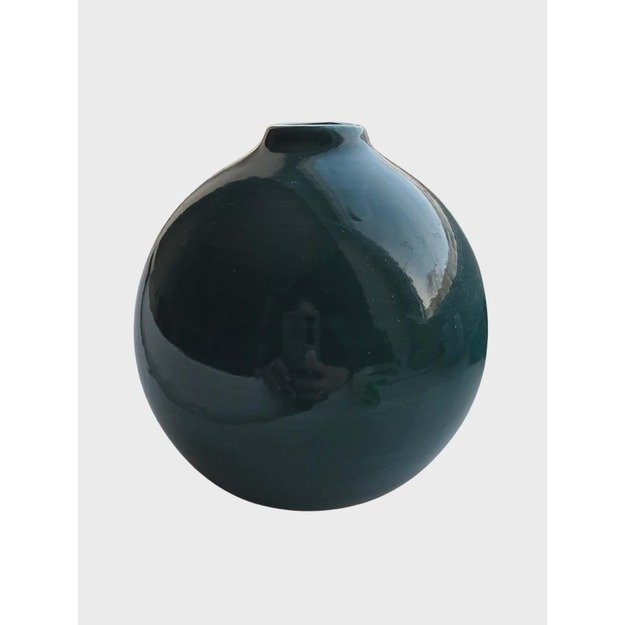 Keraminė dekoratyvinė vaza žalsva, apvali 1