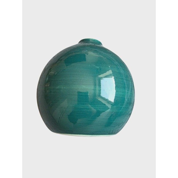 Keraminė dekoratyvinė vaza žalsva, apvali