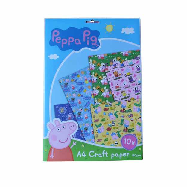 Peppa Pig dekoratyvinis A4 popierius rankdarbiams, 10 lapų rinkinys (150 gsm) 1