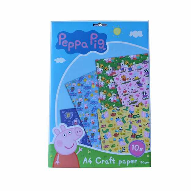 Peppa Pig dekoratyvinis A4 popierius rankdarbiams, 10 lapų rinkinys (150 gsm)
