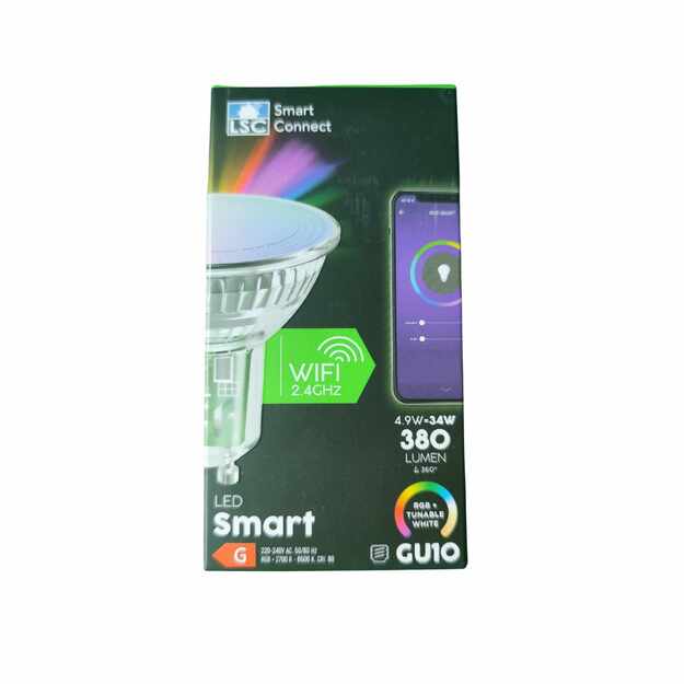 LSC Smart Connect išmani LED lemputė GU10, 4.9W, 380 lm, RGB + šilta/šalta balta