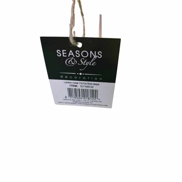 Seasons & Style metalinis žibintas taupe spalvos, 13x13x16 cm 2