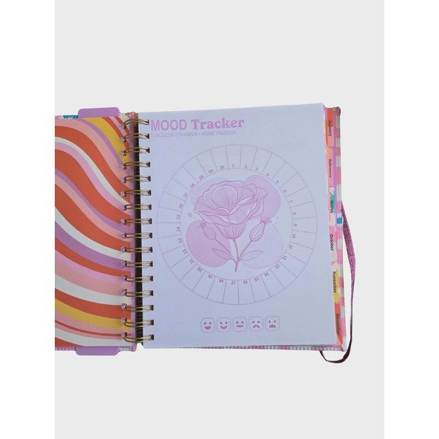 Darbotvarkė (agenda) 2025–2026 su skirtukais ir 2 lipdukų lapais, spiralinis įrišimas 2