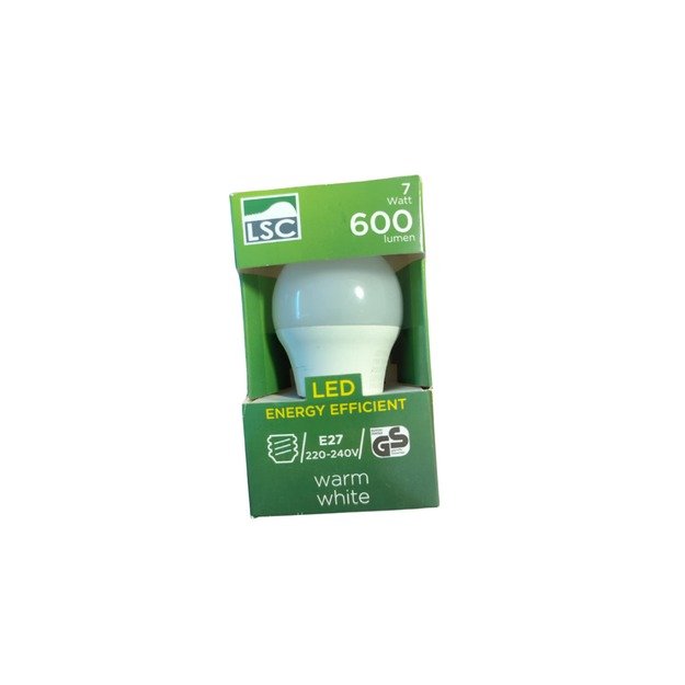 LSC LED E27 7W, 600lm, šilta balta