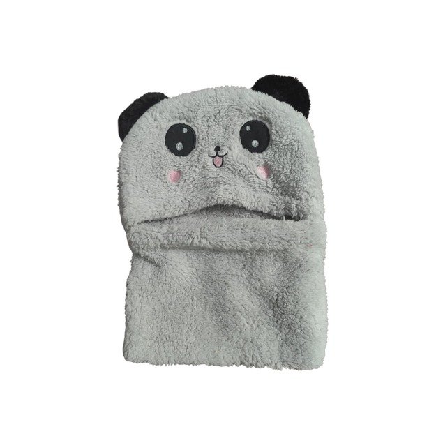 Vaikiška šilta mova su kepuryte, pandos dizainas, pilka, 2–5 m. vaikams