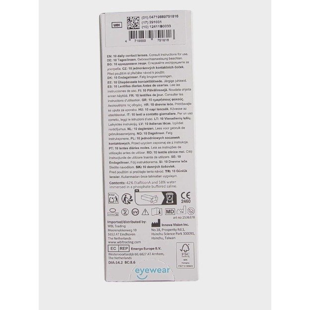 Eyewear „Day Lenses” –2.00 vienadieniai minkšti kontaktiniai lęšiai (10 vnt.) 1