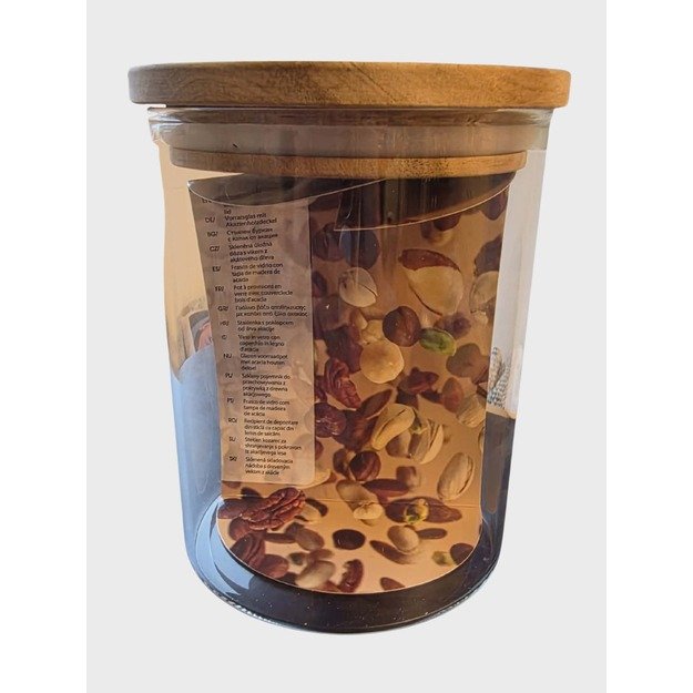 Stiklinis laikymo indas su akacijos medienos dangteliu 700 ml 1