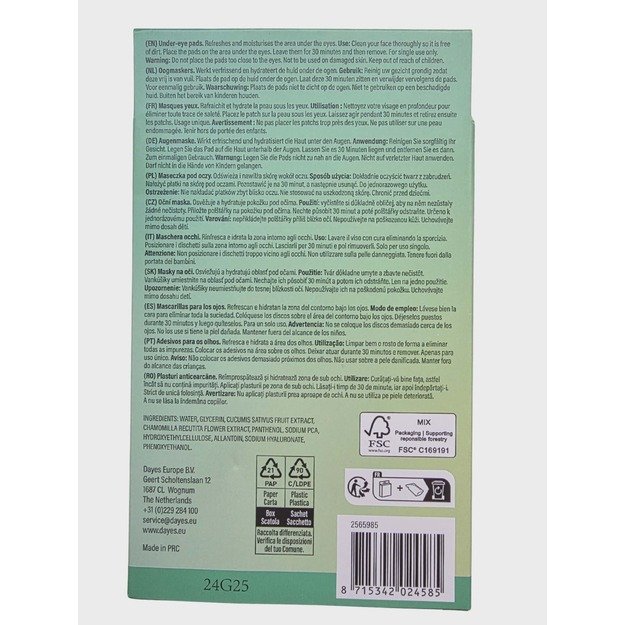 Paakių pagalvėlės „Cucumber Under Eye-Pads“ (4 rinkiniai) 1