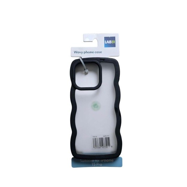 LAB31 Wavy banguotas dėklas iPhone 15 Pro – juodas/skaidrus