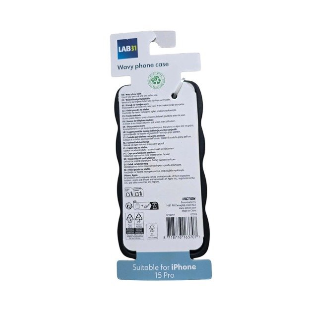 LAB31 Wavy banguotas dėklas iPhone 15 Pro – juodas/skaidrus 1