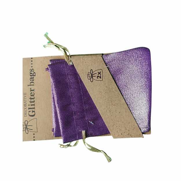 Dekoratyviniai blizgūs maišeliai violetiniai 2 vnt.