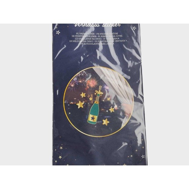 Langų lipdukai „Šampano butelis ir žvaigždės“, 36 cm 1