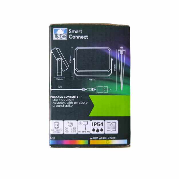 LSC Smart Connect išmanusis lauko prožektorius RGB + šiltai baltas, 800 lm, WiFi, IP54 2
