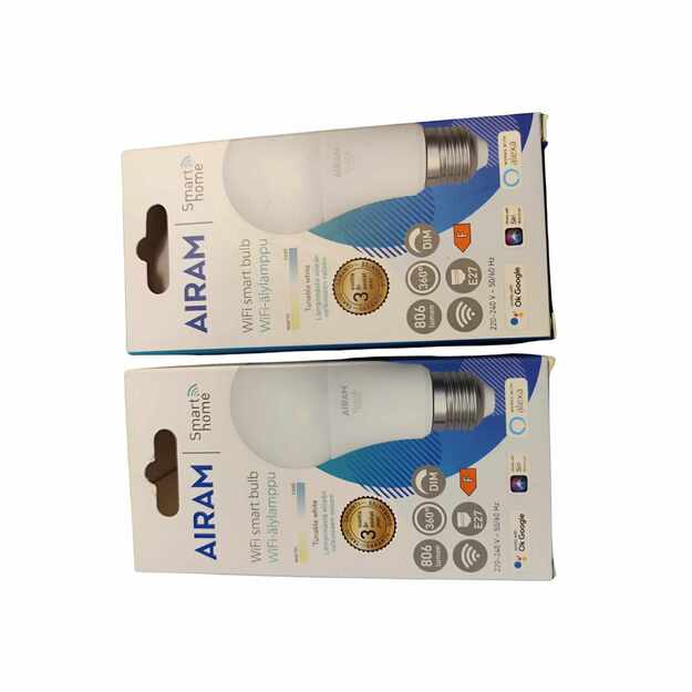 AIRAM Smart Home WiFi LED lemputė E27 806lm reguliuojama šviesa 2700–6500K 1