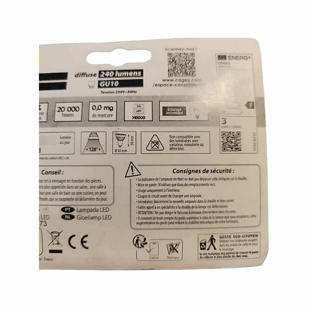 LED lemputės GU10 3W, 240 lm, 3 vnt. 2