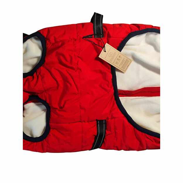 Žieminė šuns striukė su diržais (raudona, 4XL) 5