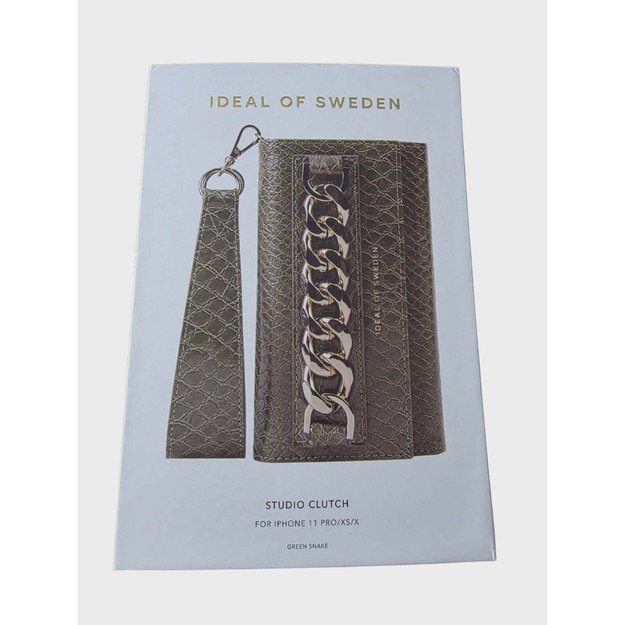 IDEAL OF SWEDEN Studio Clutch dėklas-piniginė iPhone 11 Pro/XS/X (Green Snake)