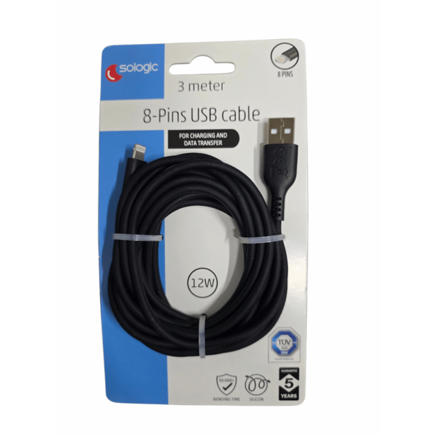 SOLOGIC 3 M USB–8 PIN ĮKROVIMO LAIDAS, 12 W