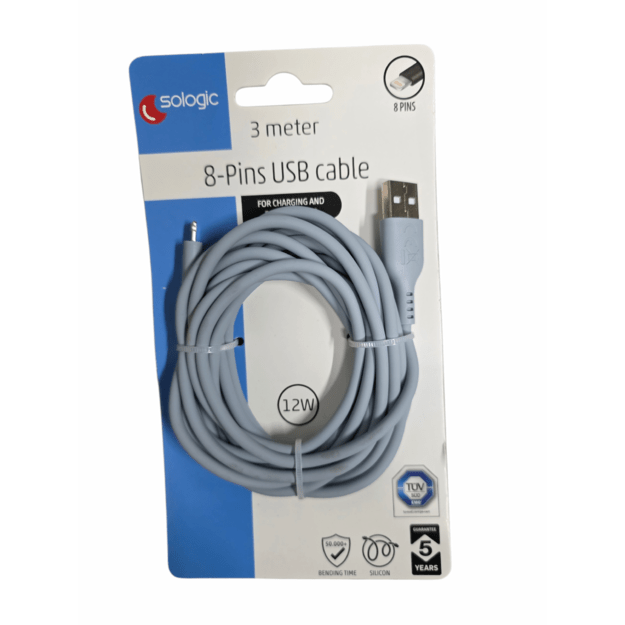 SOLOGIC 3 M USB–8 PIN ĮKROVIMO LAIDAS, 12 W