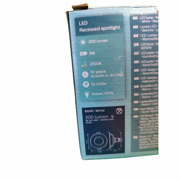 Philips LED įleidžiamas šviestuvas GU10 3W 200lm 2700K šilta balta 2