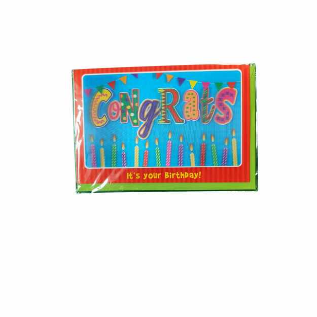 Sveikinimo atvirukas „Congrats – It’s your Birthday!“ su žvakutėmis