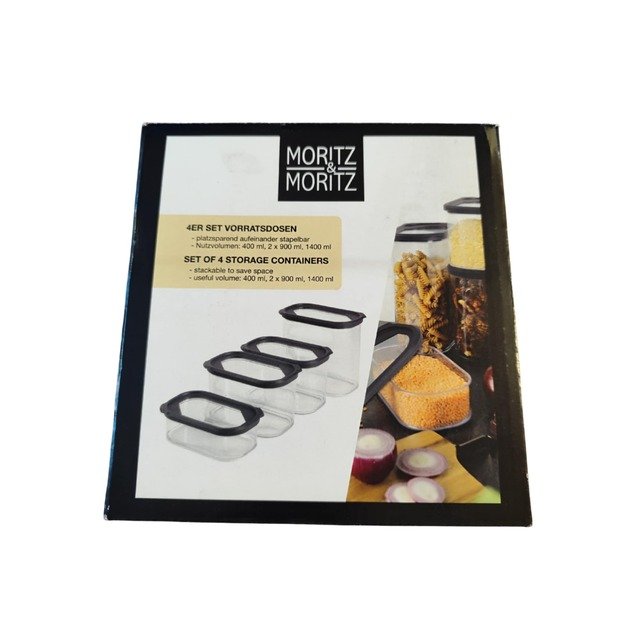 Maisto laikymo indelių rinkinys „Moritz & Moritz“, 4 vnt. (400 ml, 2×900 ml, 1400 ml)