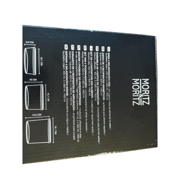 Maisto laikymo indelių rinkinys „Moritz & Moritz“, 4 vnt. (400 ml, 2×900 ml, 1400 ml) 3