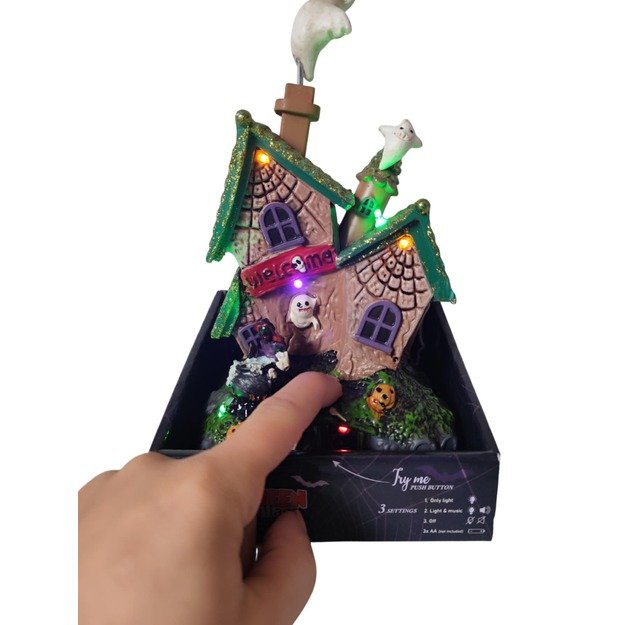 Helovino dekoracija „Haunted House“ su šviesomis ir muzika 1